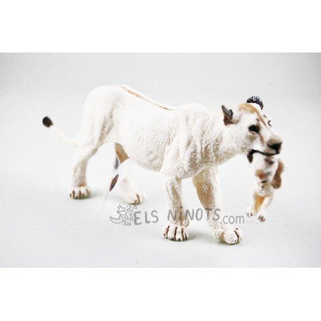 Lleona blanca figura amb cadell Papo