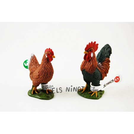 Figurines Coq et Poule Schleich