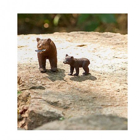 Figurines Maman grizzli avec ourson